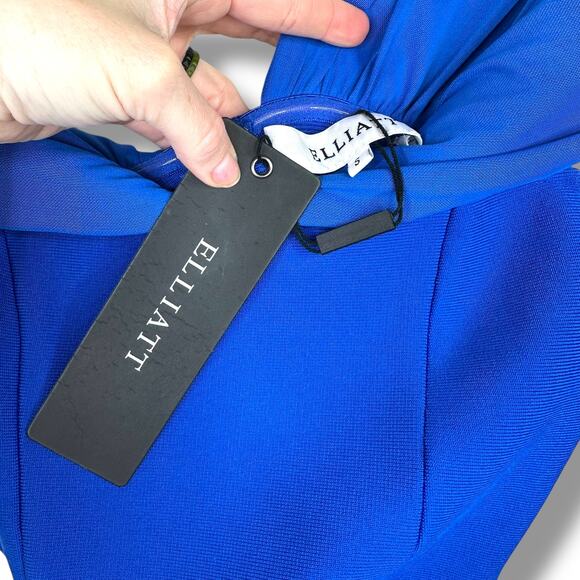 Elliatt NWT Rochelle Royal Blue Off-Shoulder Sash Draped Mini Gown Dress Small - Picture 11 of 11